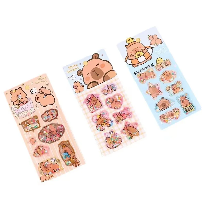 3Pcs/Set Capybara Cartoon Stationery Stickers Crystal oil filling Diary Planner Decorative Mobile Stickers Scrapbooking Stickers