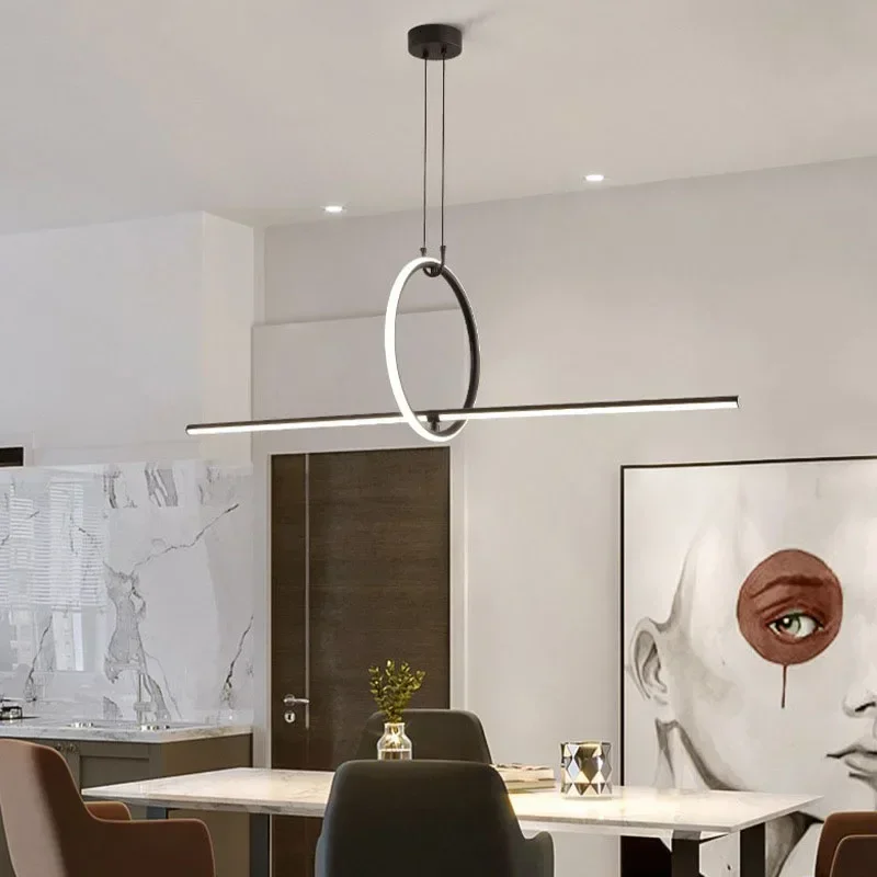 Lámpara colgante LED nórdica para sala de estar, comedor, cocina, isla, restaurante, lámpara colgante ajustable, accesorio de iluminación