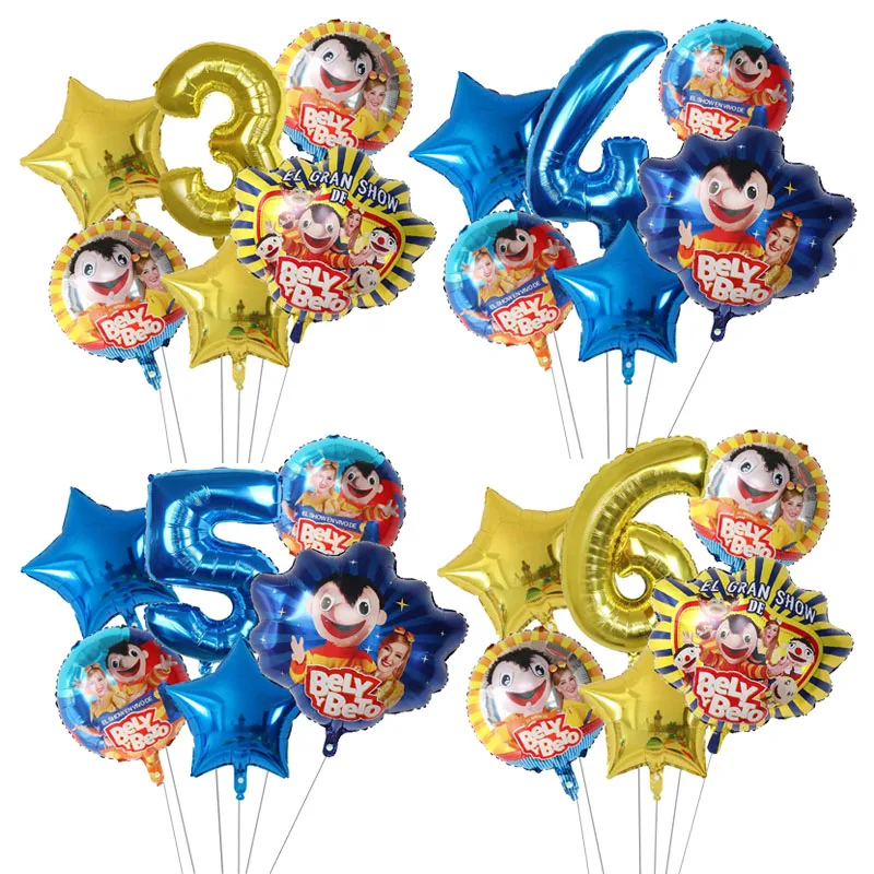 1set El Show de Bely y Beto Blue Vinyl Polyester Foil Balloons Baby Shower Children Birthday Party Decorations Helium Globos Toy