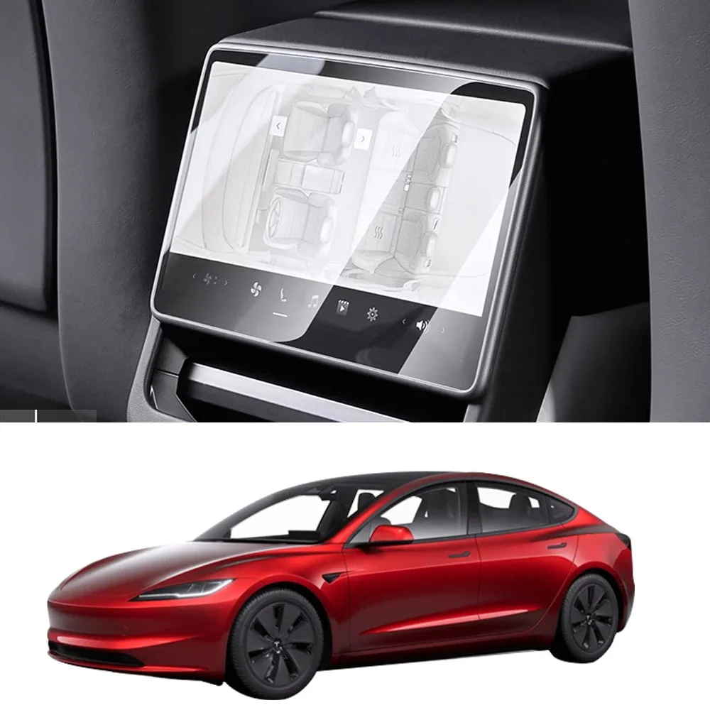 Car Tempered Glass Film Protector for Tesla Model 3 Highland Model Y Juniper 2024 2025 Rear Row Center Control Touch Screen Film image 2
