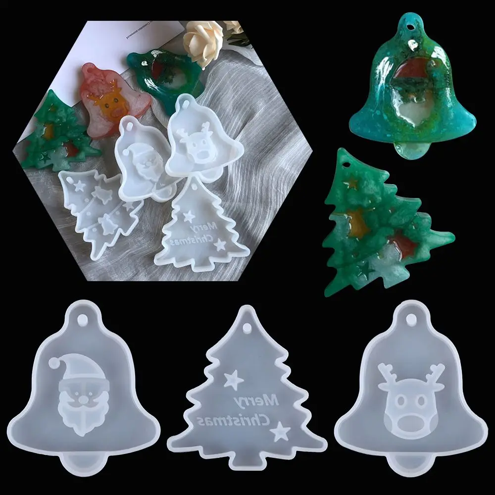 Snowflake Hanging Tags Christmas Tree Epoxy Resin Molds Silicone Mould Crystal Resin Mold Xmas Ornament