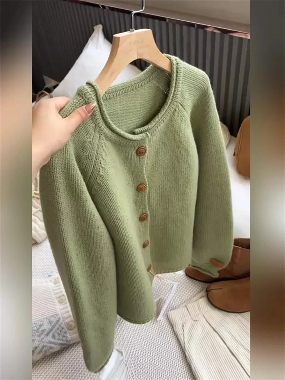 Red Sweater Cardigan Jacket for Women Autumn Winter Casual Long Sleeve Single-breasted Knit Coats Female Christmas Sweaters