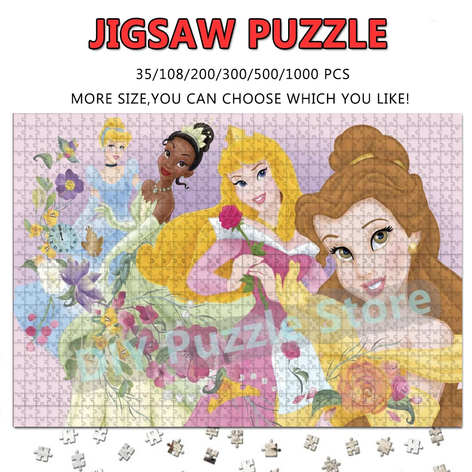 

Cinderella Aurora Ariel Diy Assembly Jigsaw Puzzles 108/200/300/500/1000/1500Pcs Disney Princess Print Puzzle Decompress Toys