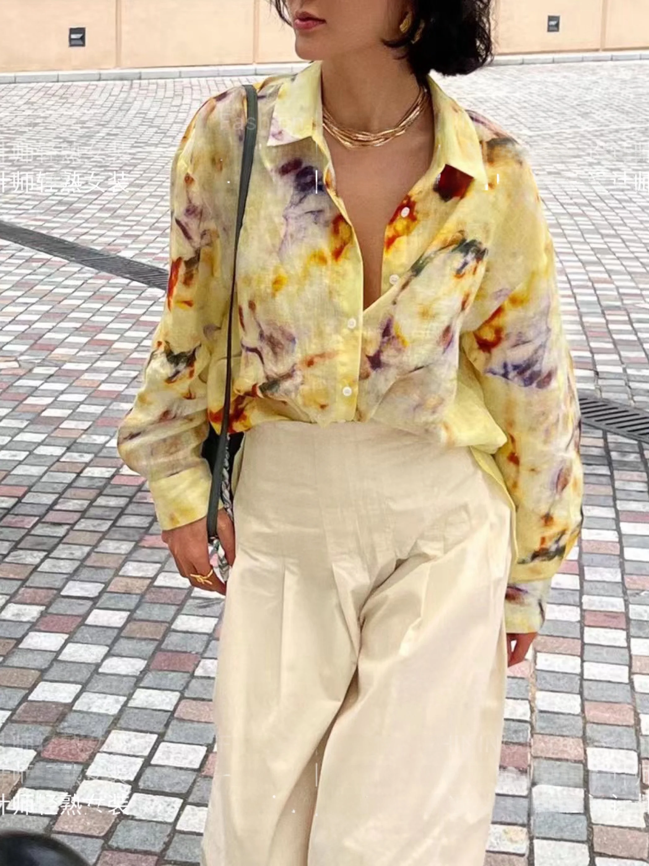 

Casual Vaion Sun Protection irt Loose Dyed in the Workwear Sle Collar Long Sve Linen Blend Open Cardigan