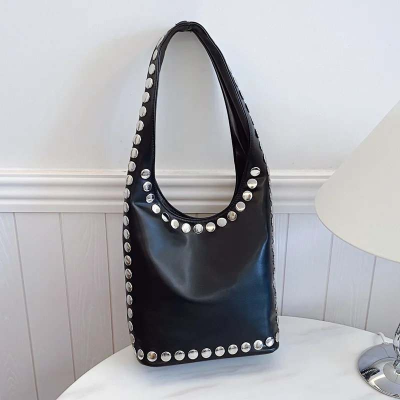 

2025 New Women's European Style Rivet Tote Bag - Trendy Crossbody & Shoulder Purse with Casual Minimalist Design