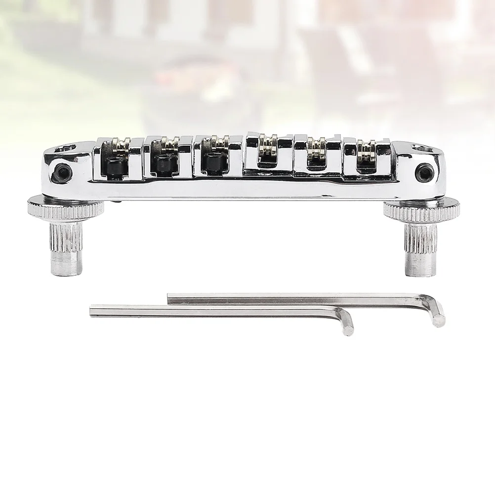 Ga108a الفضة قفل جسر الأسطوانة السرج الغيتار الكهربائي اهتزاز الذيل باس الغيتار أجزاء الملحقات قابل للتعديل بالكامل #5