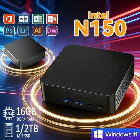 Hotselling Portable Intel N150 Windows 11 16GB RAM 512GB 1TB SSD Gaming Mini Computer WiFi 6 Desktop Mini PC Computer