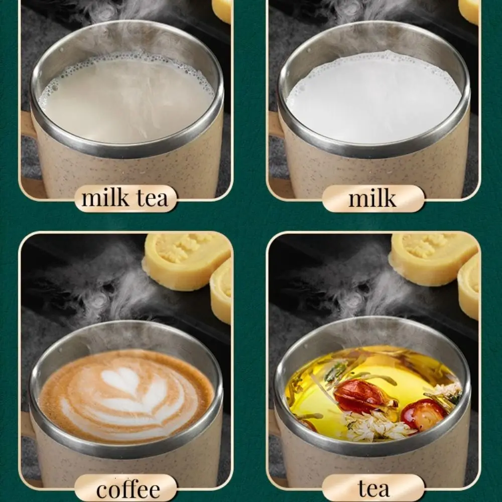 

Double Layer Stainless Steel Mug with Plastic Handle Anti-Scalding Water Tea Coffee Milk Cup for Home Office Use