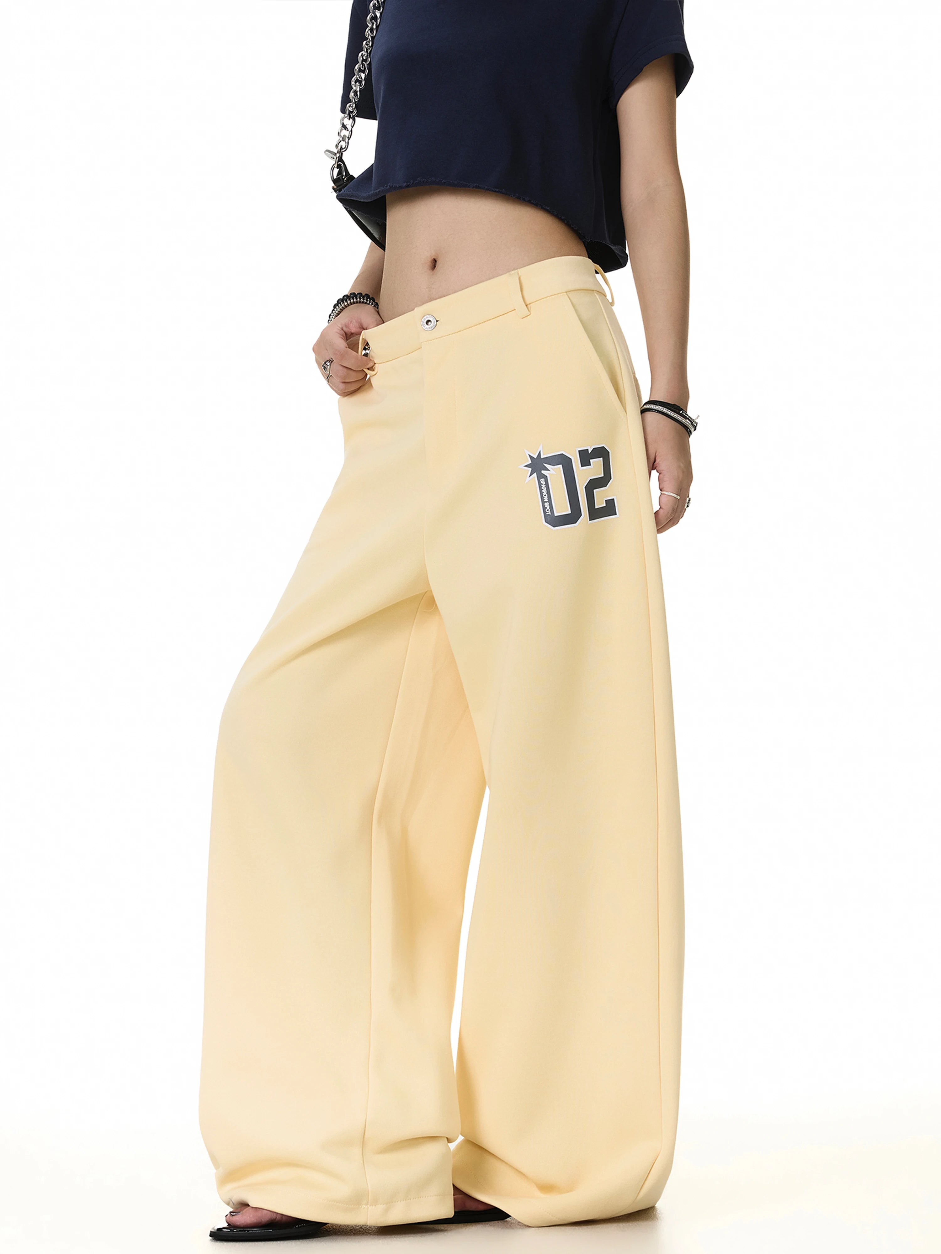 American Style Simple Digital Print Wide Leg Casual Pants Unisex Loose Fit Retro Cleanfit Versatile Long Trousers