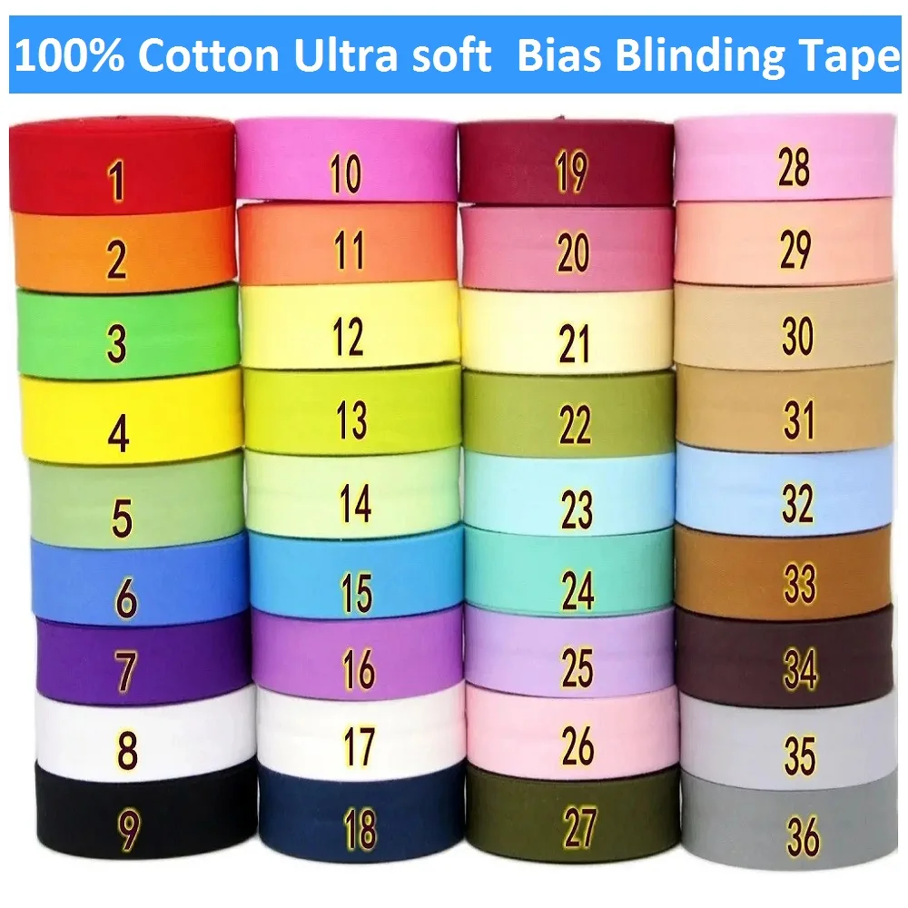 20mm Width Ultra Soft Bias Tape 100% Cotton Silk Cloth for Baby‘s Cloth Skin-friendly Fabric Ribbon Binding Cloth