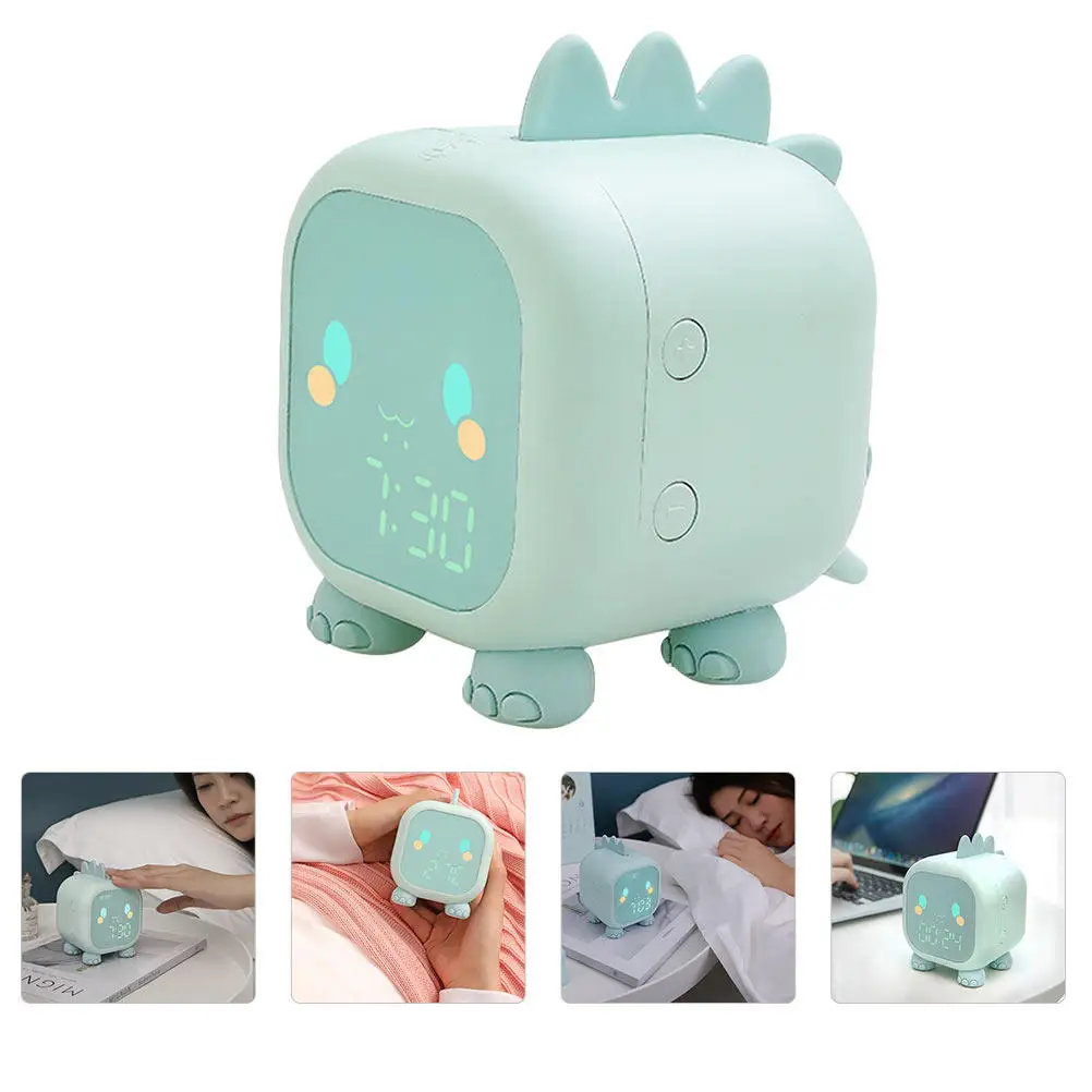 1Pcs Cartoon Silicone Night Light Alarm Clock Desktop Decor for Bedroom Living Room Modern Small Home Gift USB