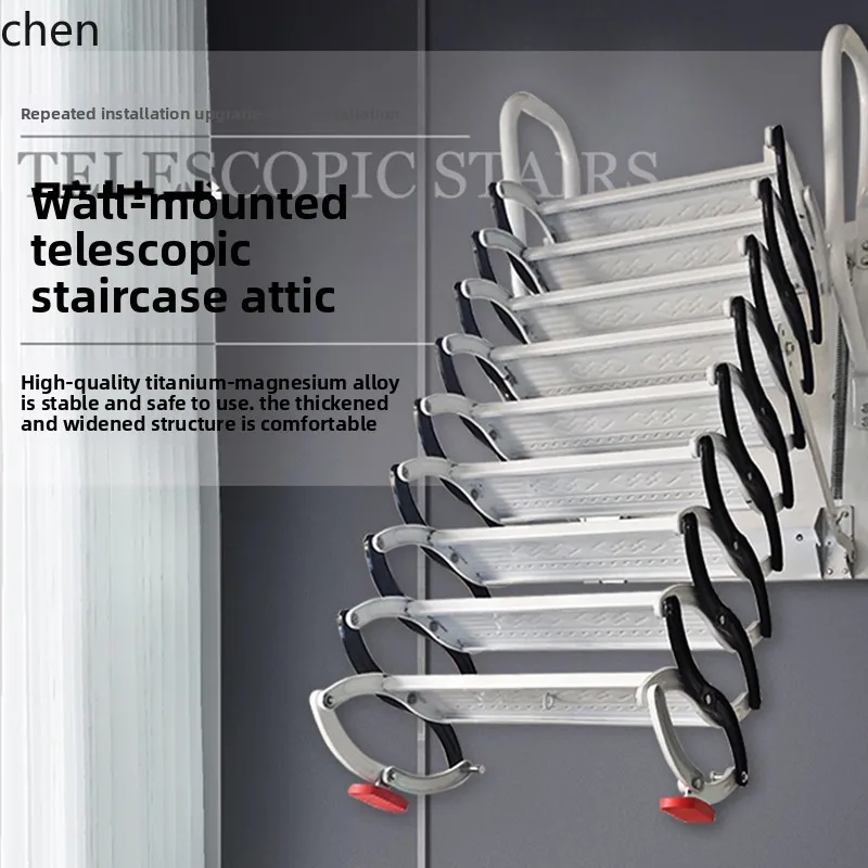 TZ-11   wall-mounted indoor and outdoor loft telescopic stairs thickened folding stretching lifting shrinking invisible ladder
