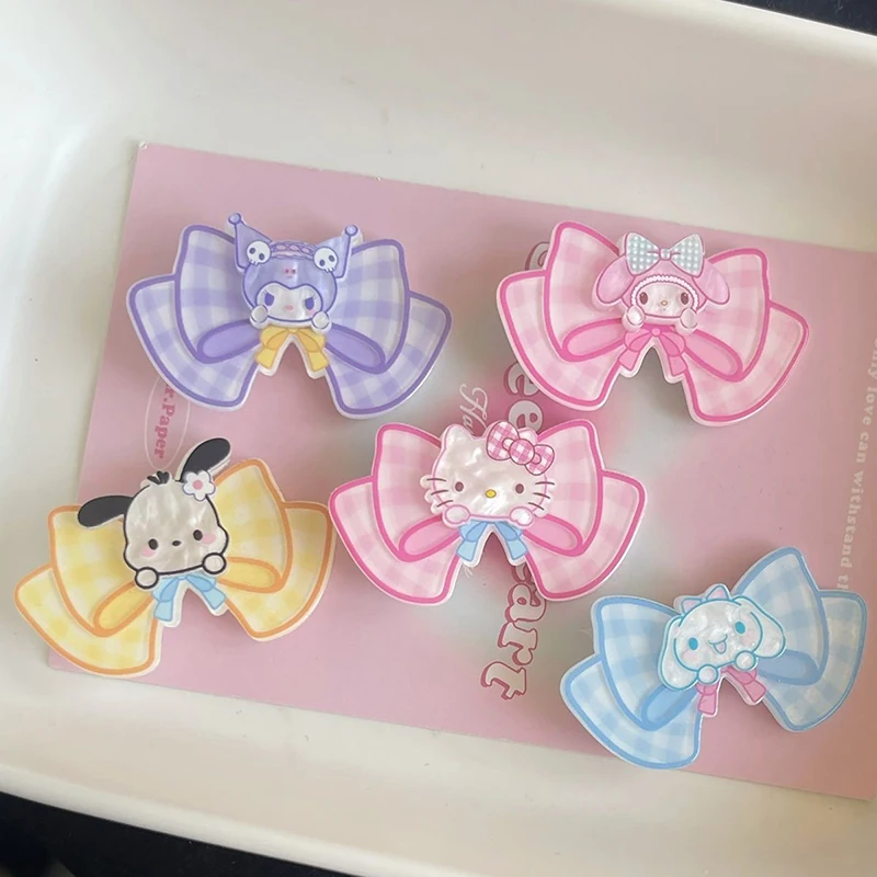 1PC Laser Bow Acrylic Cute Cartoon Sanrio Charm Jewelry Accessories Necklace Bracelet Earring Pendant DIY Craft Supplies