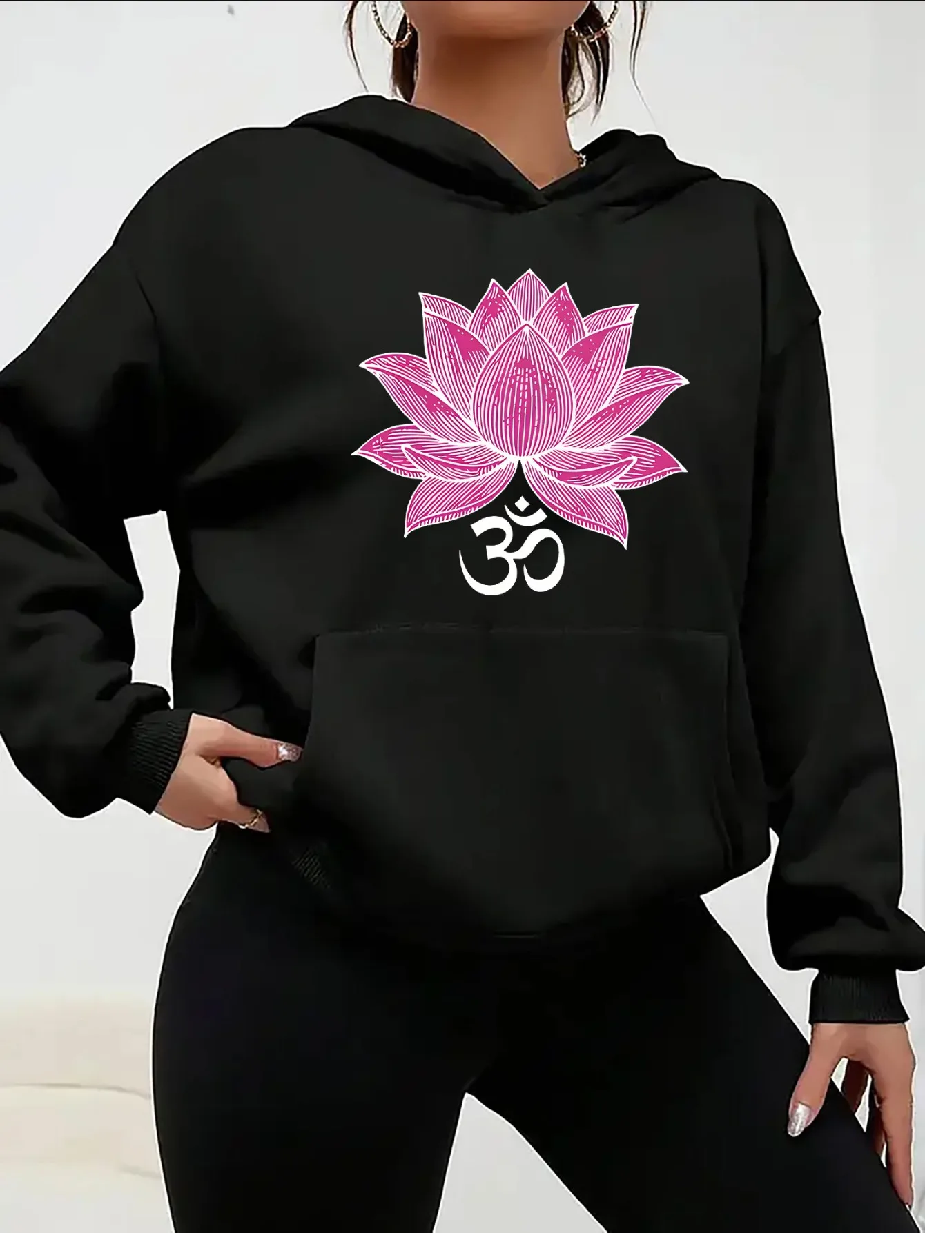 

Lotus Graphic Printing Autumn and Winter Pure Cotton Men's and Women's Hoodies Casual Outdoor Street Sports Training Brand Trend