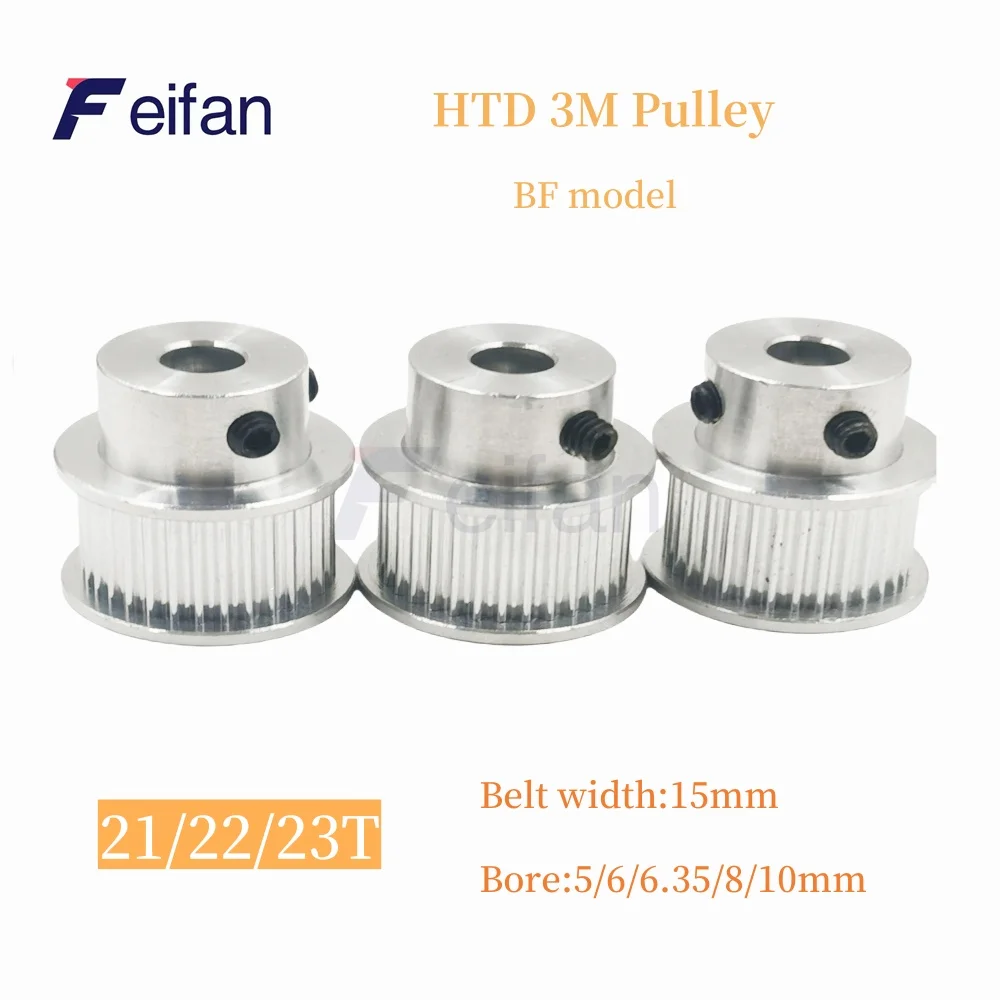 

HTD3M BF Type 21/22/23Tooth Timing Belt Pulley Synchronous Wheel Aperture 5/6/6.35/8/10mm Suitable For Belt Width 15mm 3M Pulley