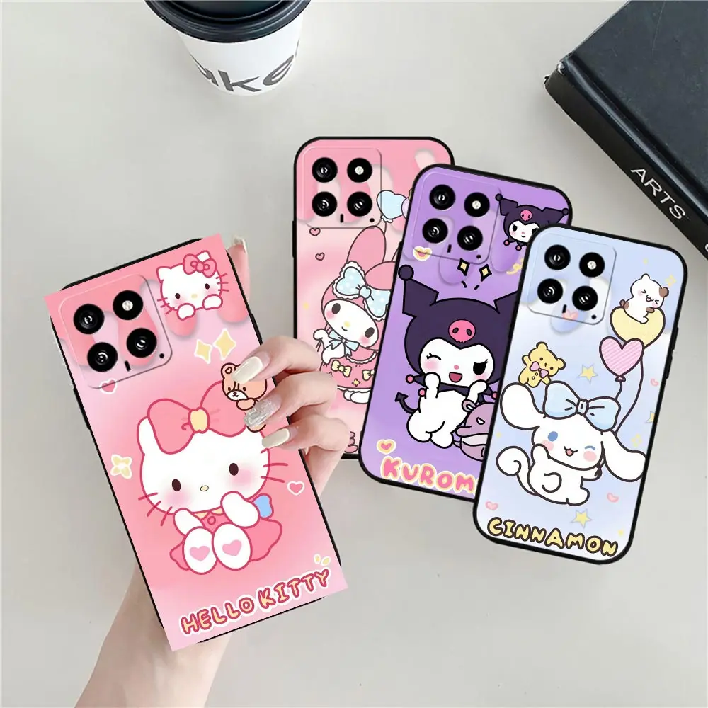 

Cute Hello Kitty Cat Kuromi My Melody Phone Case For OPPO Reno 11 11F 10 8 8T 7 7Z 6 6Z 5 4 Pro Plus Black Soft Silicone Cover