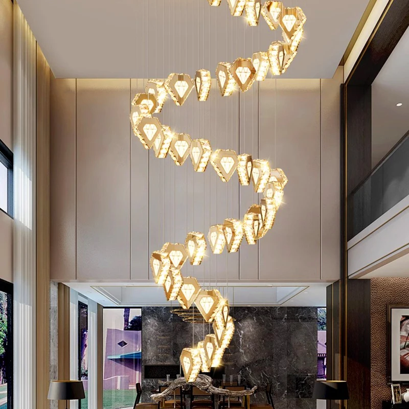 Imagem -04 - Modern Crystal Chandelier For Home Decoration Stair Pendant Lamp Living Room Pendant Lights Iluminação Interior