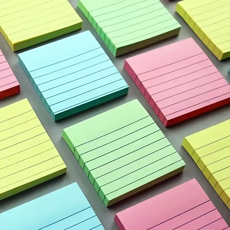 1pc 100sheets Sticky Note With Horizontal Line, Clean Minimalist Design for Office Desk and Home Message Pad