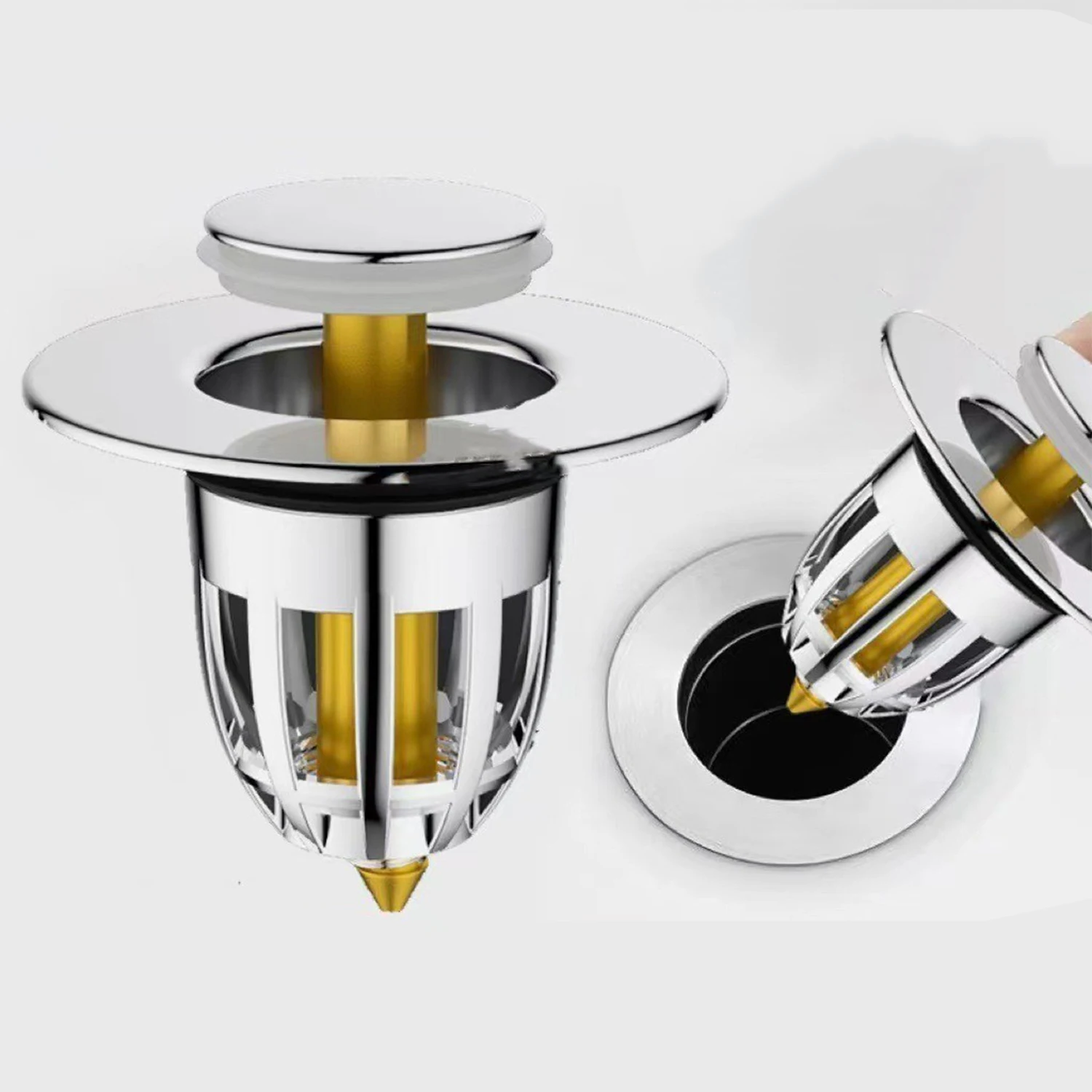 Universal Pop-up Core Drainage Filter Bathroom Sink Plug Washbasin Stopper Kitchen Deodorant Floor Drain Plug Push-type Drain