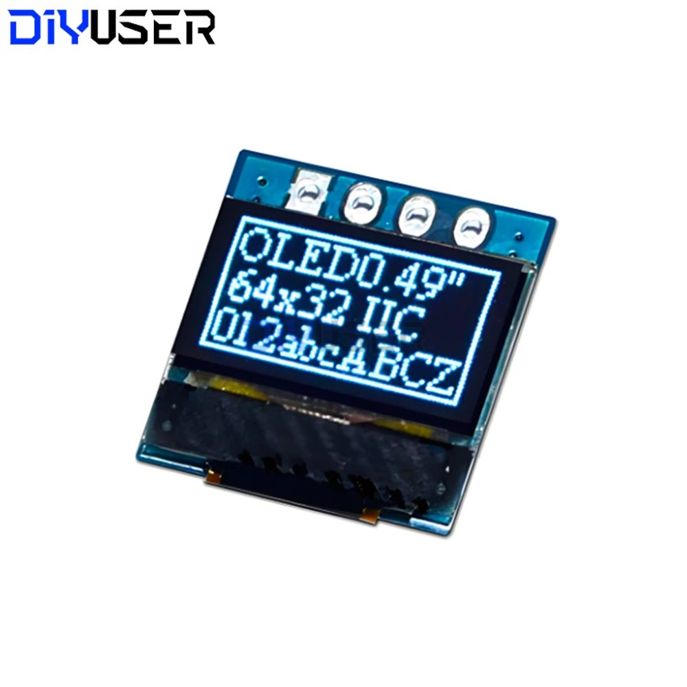 0.49 Inch OLED Display LCD Module White 0.49" Screen 64x32 I2C IIC Interface SSD1306 Driver for Arduino AVR STM32