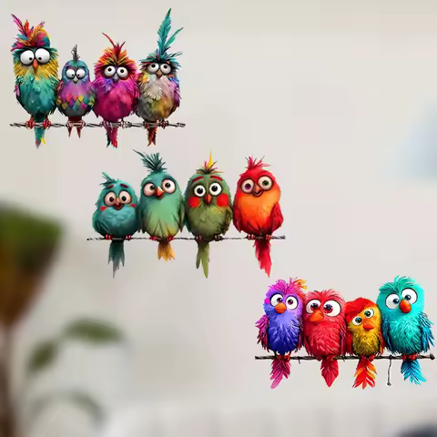 Funny Bird Creative Window Decoration Stickers for Window Glass Wall Mirrors Toilet Refrigerators Home Decoration Vinyl Decals