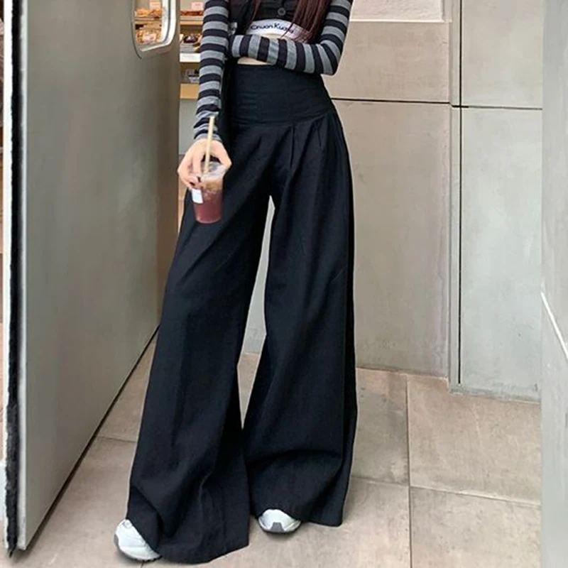 Women High Waist Wide Leg Pants Summer Y2K Casual Streetwear Straight Trousers Korean Fashion All Match Loose Chic Female Pants