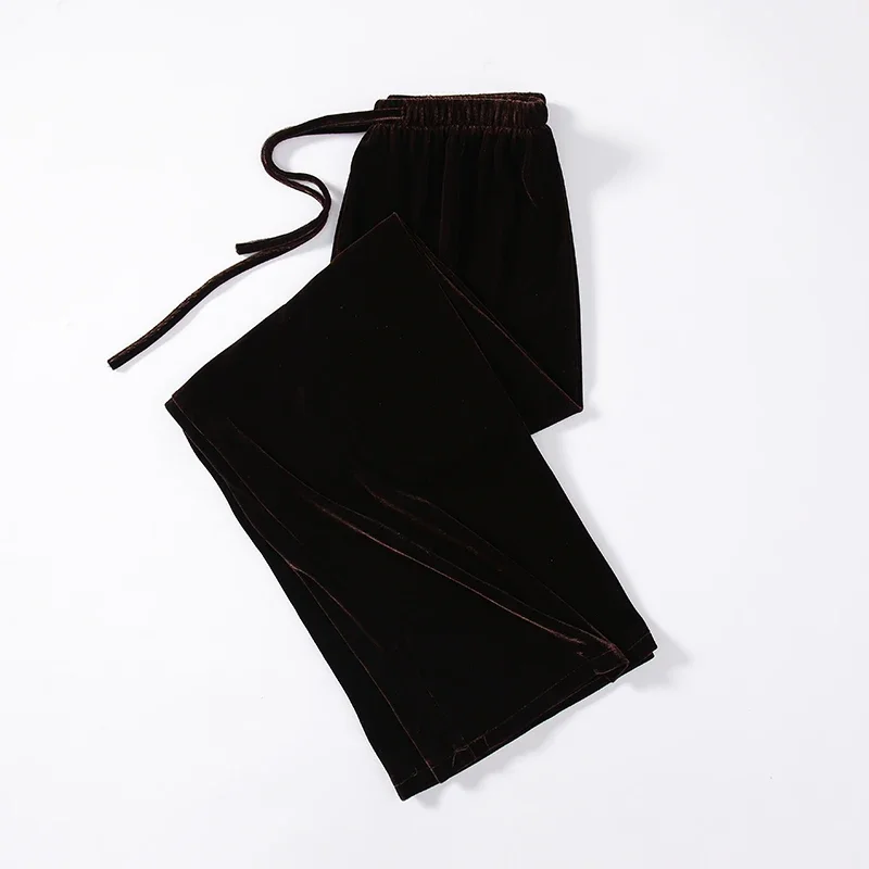 Pop automne hiver ample velours doré pantalon à jambes larges pour les femmes taille haute décontractée Baggy fille velours pantalon vêtements