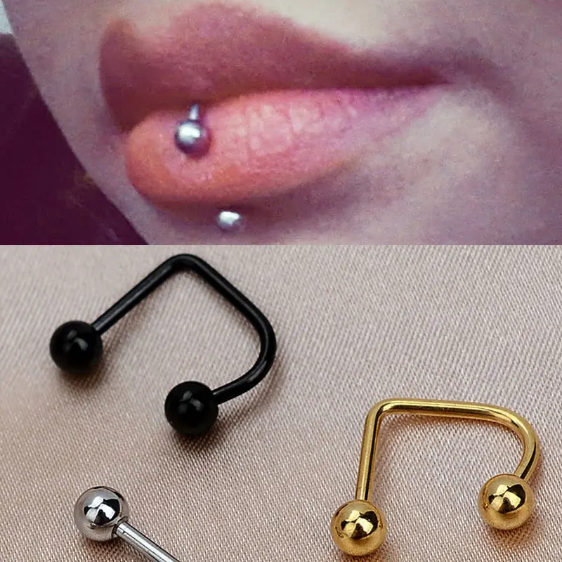 1Pcs New Fashion U-shaped Lip Nail Lip Rings  For Women Men Stainless Steel Ball Labret Ring 16G Cool Punk Body Piercing Jewelry