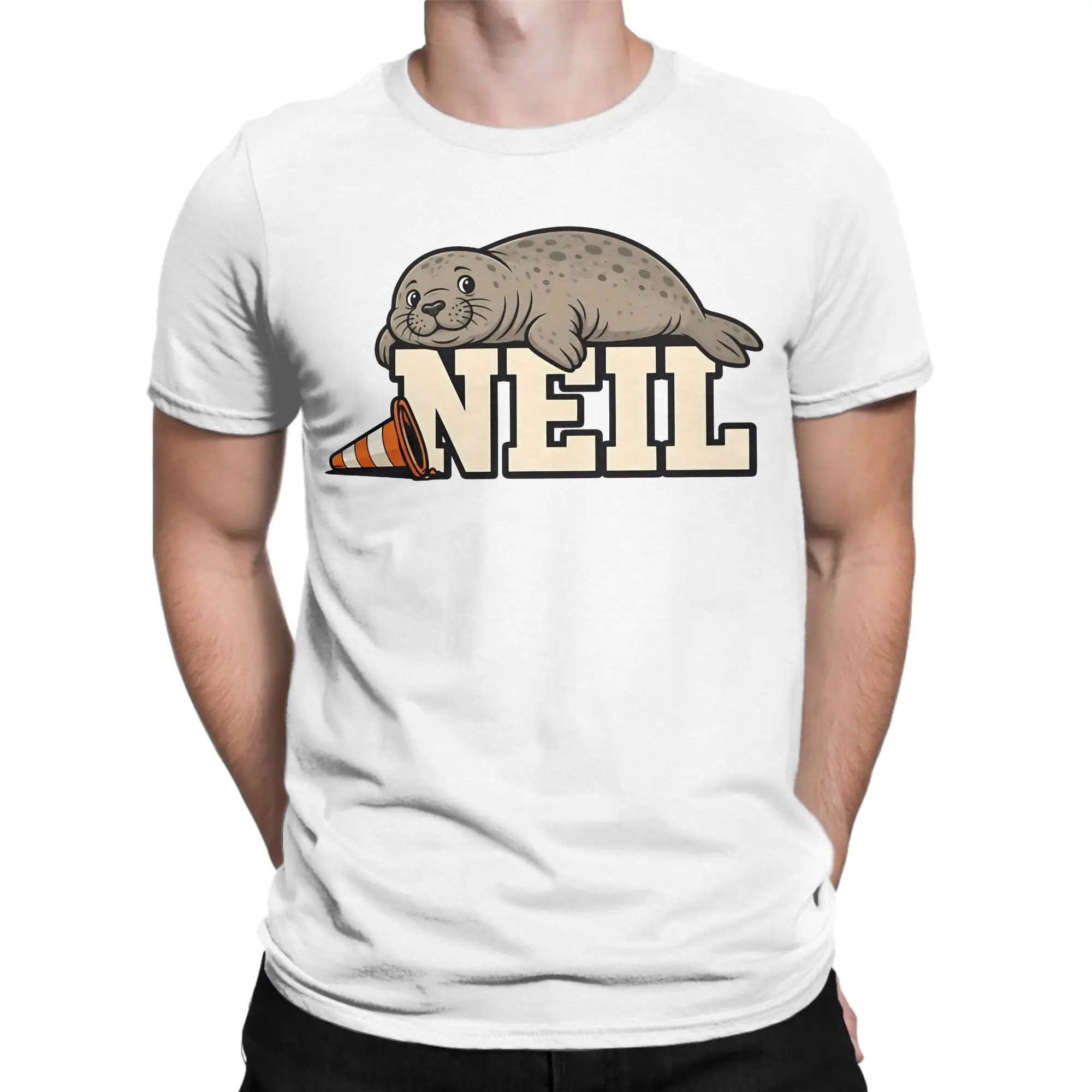 Neil the Seal Resting T-Shirts Men Women Animal Leisure 100% Cotton Tees O Neck Short Sleeve T Shirts 4XL 5XL Clothing