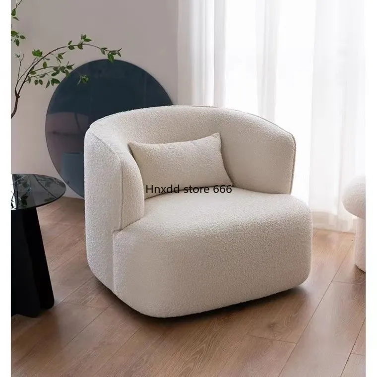 Modern simple casual single sofa light luxury lamb wool