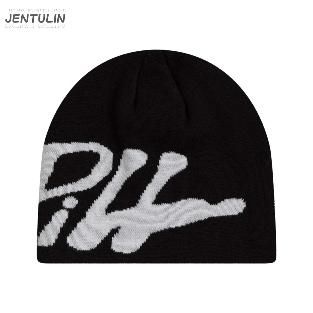 Y2k Women Hat Knitting Black Beanies Letter Purpill Caps Men Y2k Streetwear Winter Fashion Kpop Vintage Goth Warm Hip Hop Unisex