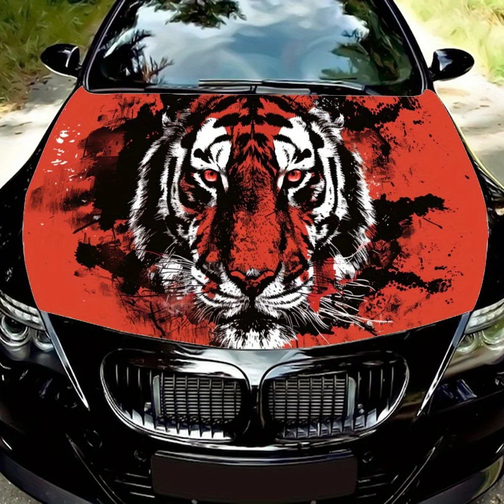 

Artistic Splash-ink Tiger Printi Car Hood Wrap Color Vinyl Sticker Truck Graphic Bonnet Auto Accessories Decoration Decal Gift