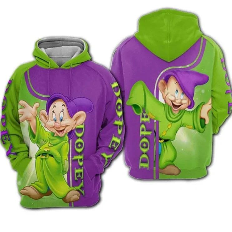 

Толстовка с капюшоном Disney Dopey карликовая, мультяшный рисунок, наряды, одежда для мужчин, женщин, детей, малышей, худи 3D