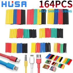 164 PCS 1:2 Ratio Heat shrink Thermoresistant Tube Heat Shrink Wrapping Kit Electrical Connection Wire Cable repair Insulati