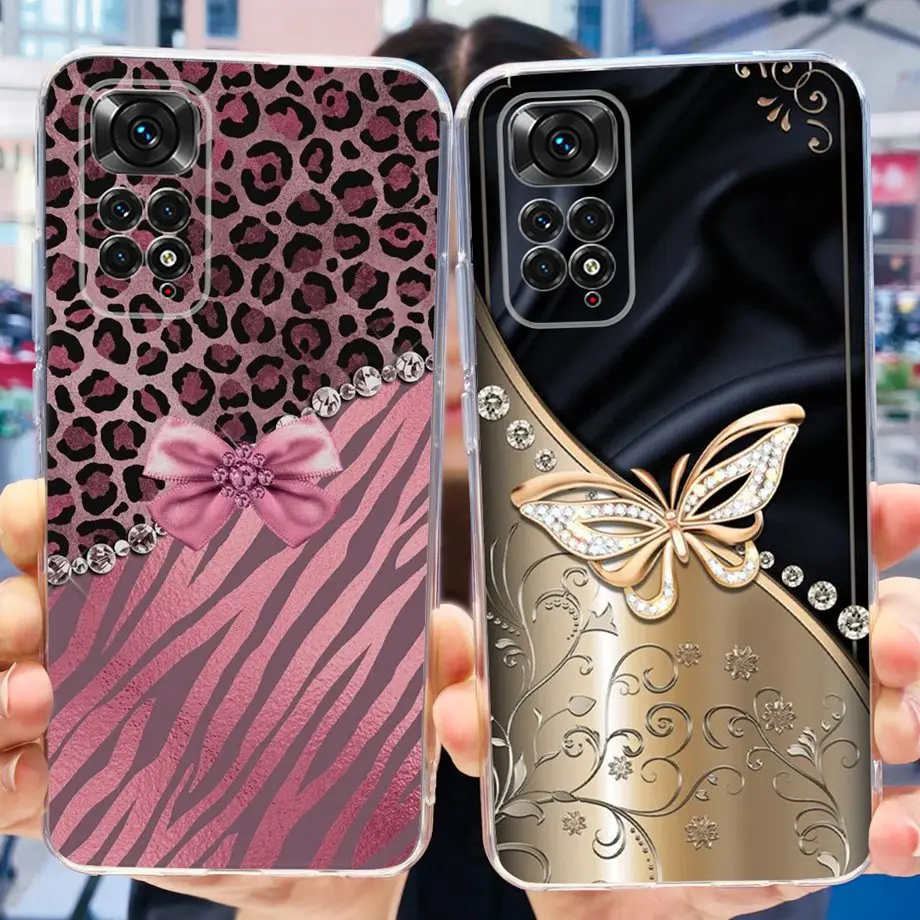 Capa de telefone feminina para Xiaomi Redmi Note 11 Pro, 4G, 5G, Redmi Note 11, 11S, 4G, Global, Fino, Silicone Bumper, Suave