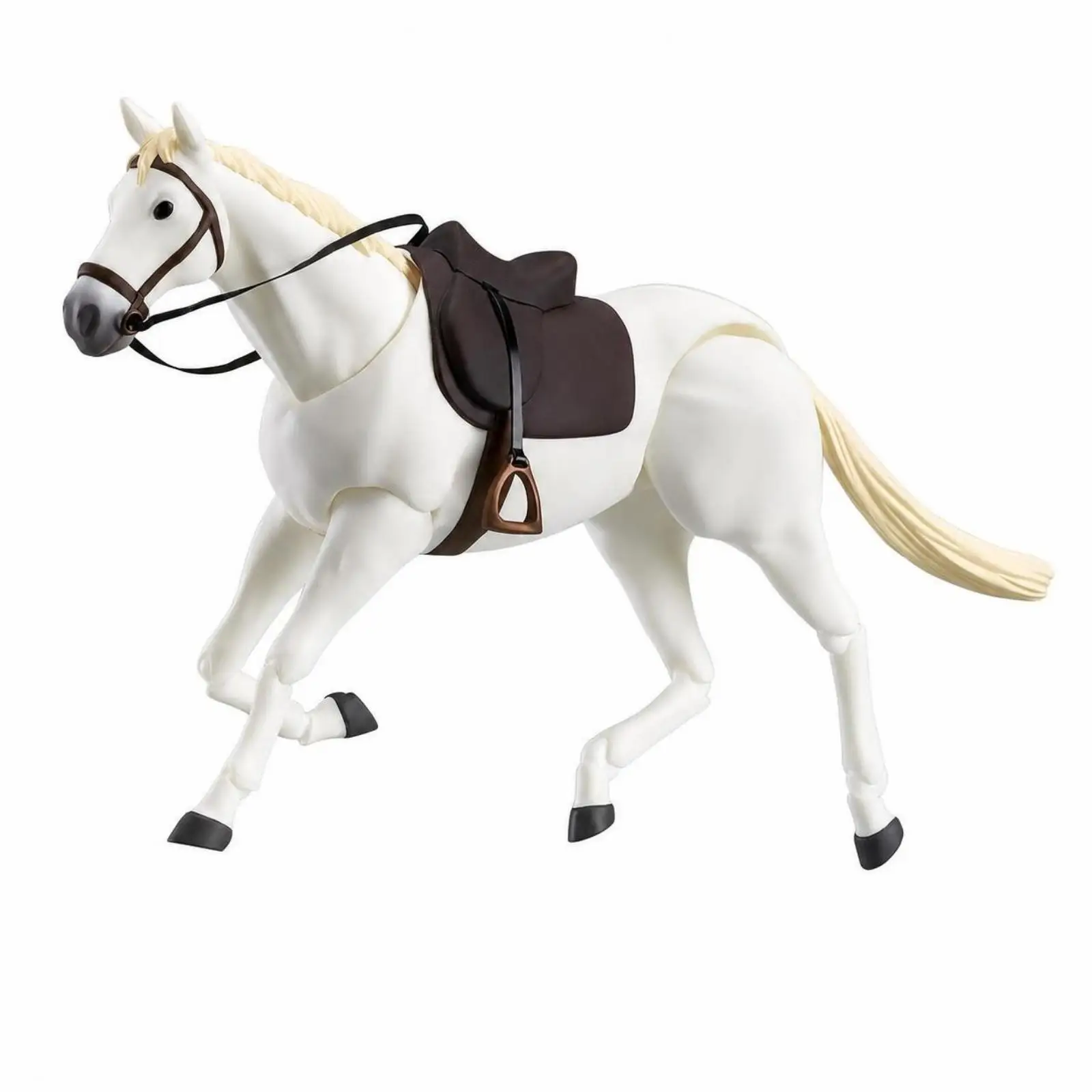 Poseable Stallion Figurine Articulated Body Realistic Texture Saddle Included for Hobbyist Collection