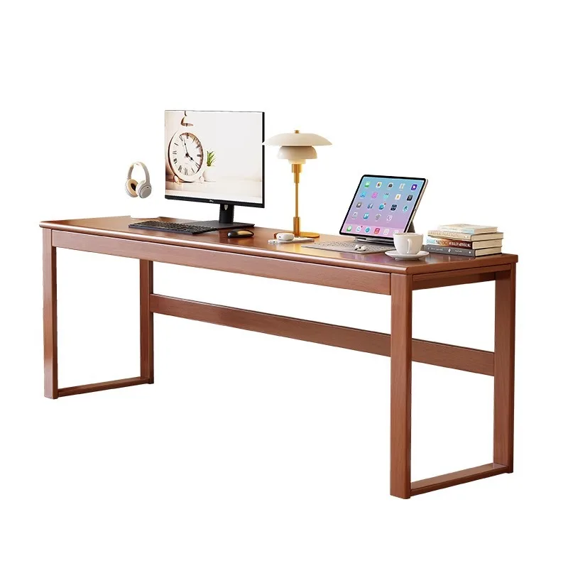 مكتب مزدوج من الخشب الصلب، مكتب دراسة منزلي بسيط، مكتب كمبيوتر، منضدة كتابة #1