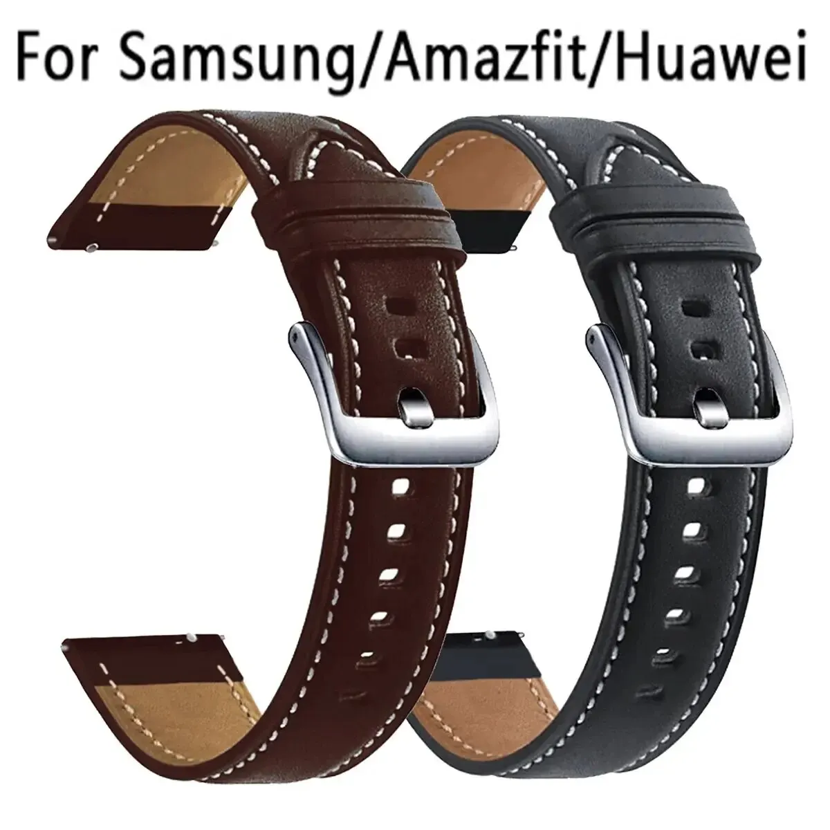 22MM Leather Straps For Samsung Galaxy Watch 3 45mm Bracelet Smart Watchband For Huawei Watch GT2 GT3 46mm Amazfit GTR 2 2e 3