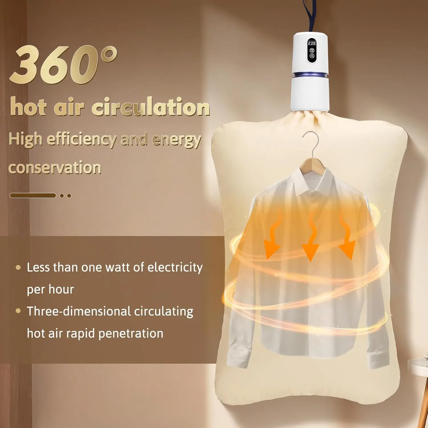 مجفف ملابس صغير محمول مع حقيبة تجفيف – سريع الجفاف ضروري للسفر والنوم والمركبات الترفيهية والتخييم