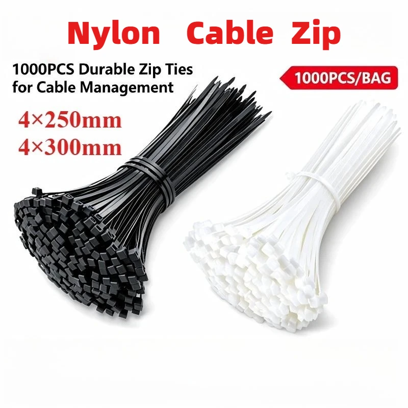 Self Locking Nylon Cable Zip Ties Heavy Duty Wire Organizer Ties Multipurpose Cable Management for Home Office Garage Fixing
