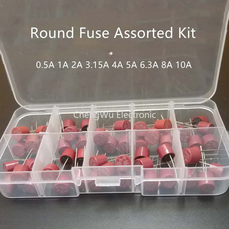 

50pcs 382 Blow Cylindrical Fuse 0.5A 1A 2A 3.15A 4A 5A 6.3A 8A 10A Amp For LCD TV Power PCB Round Insurance Tube Assorted Kits