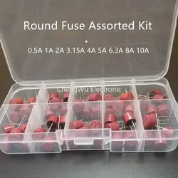 50pcs 382 Blow Cylindrical Fuse 0.5A 1A 2A 3.15A 4A 5A 6.3A 8A 10A Amp For LCD TV Power PCB Round Insurance Tube Assorted Kits