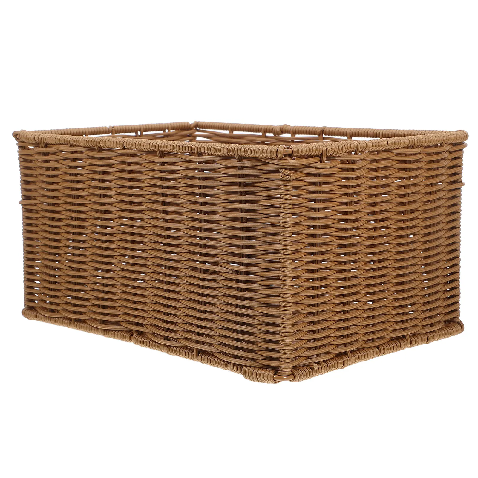 

Simulated Rattan Woven Basket Handcrafted Plastic Fruit Bread Snacks Storage Woven Basket Home Kitchen Organizer