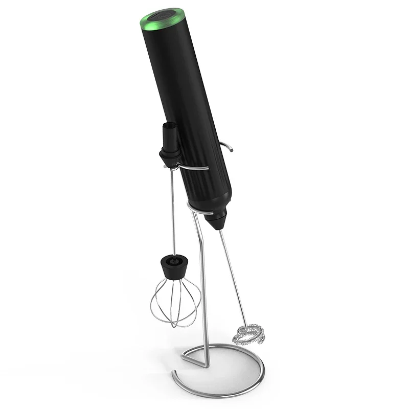 Classic Rechargeable Electric Coffee & Milk Frother with Stand Egg Whisk & Replaceable Heads Boxed Home Usage Tool