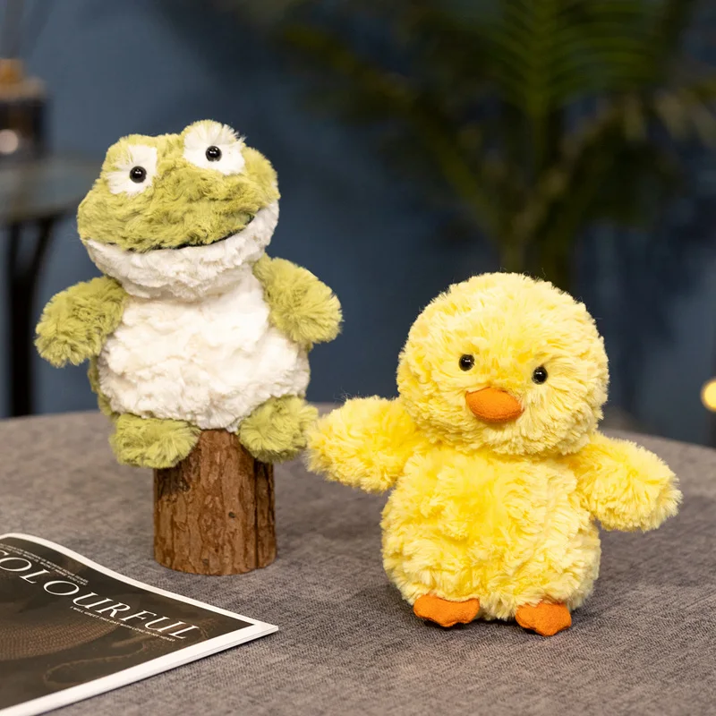 16cm Fluffy Frog Yellow Duck Stuffed Cute Animal Doll Desk Decro Company Plush Birthday Gifts