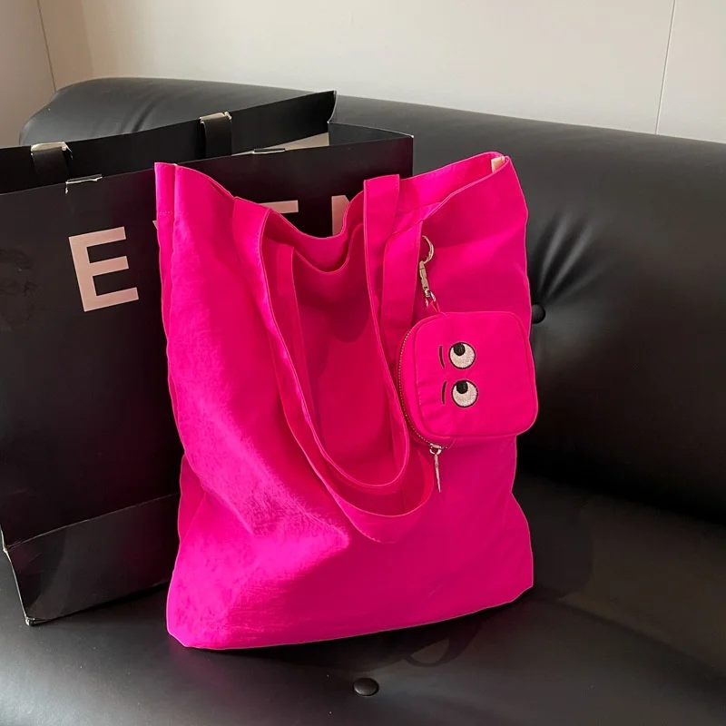 

2026 High Color Value Fshion Trend Embroidery Color Cloth Bag Cute Foldable Storage Bag Daily Casual All-Match Shoulder Bag