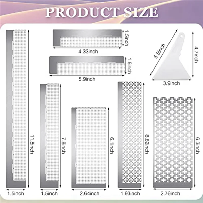 1set Diamond Painting Ruler Stainless Steel Mesh Ruler 216 400 520 599 699 800 1020 Blank Grid 5D Diamond Art Ruler