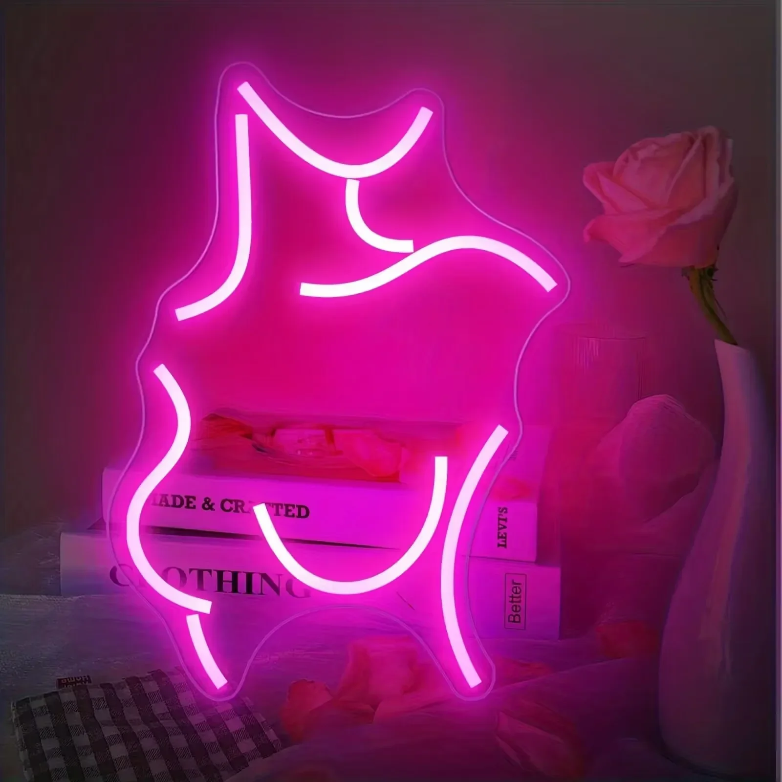 Female Body Shape LED Neon Light USB Dimmable Wall Light for Clothing Store Nail Salon Bachelor Party Pub Booth Wall Decor Gift