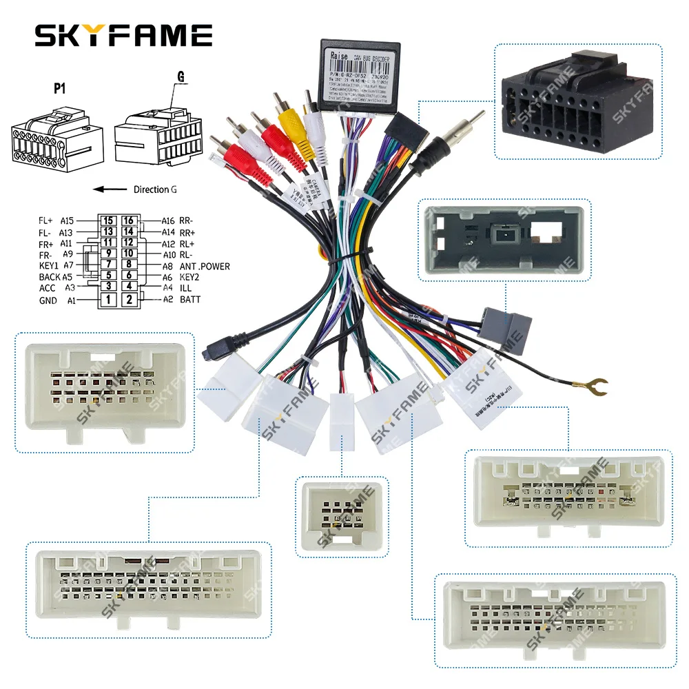 SKYFAME Car 16pin Wiring Harness Adapter Canbus Box For Nissan X-Trail Teana Qashqai Murano NP300 Bluebird Terra G-RZ-DF52