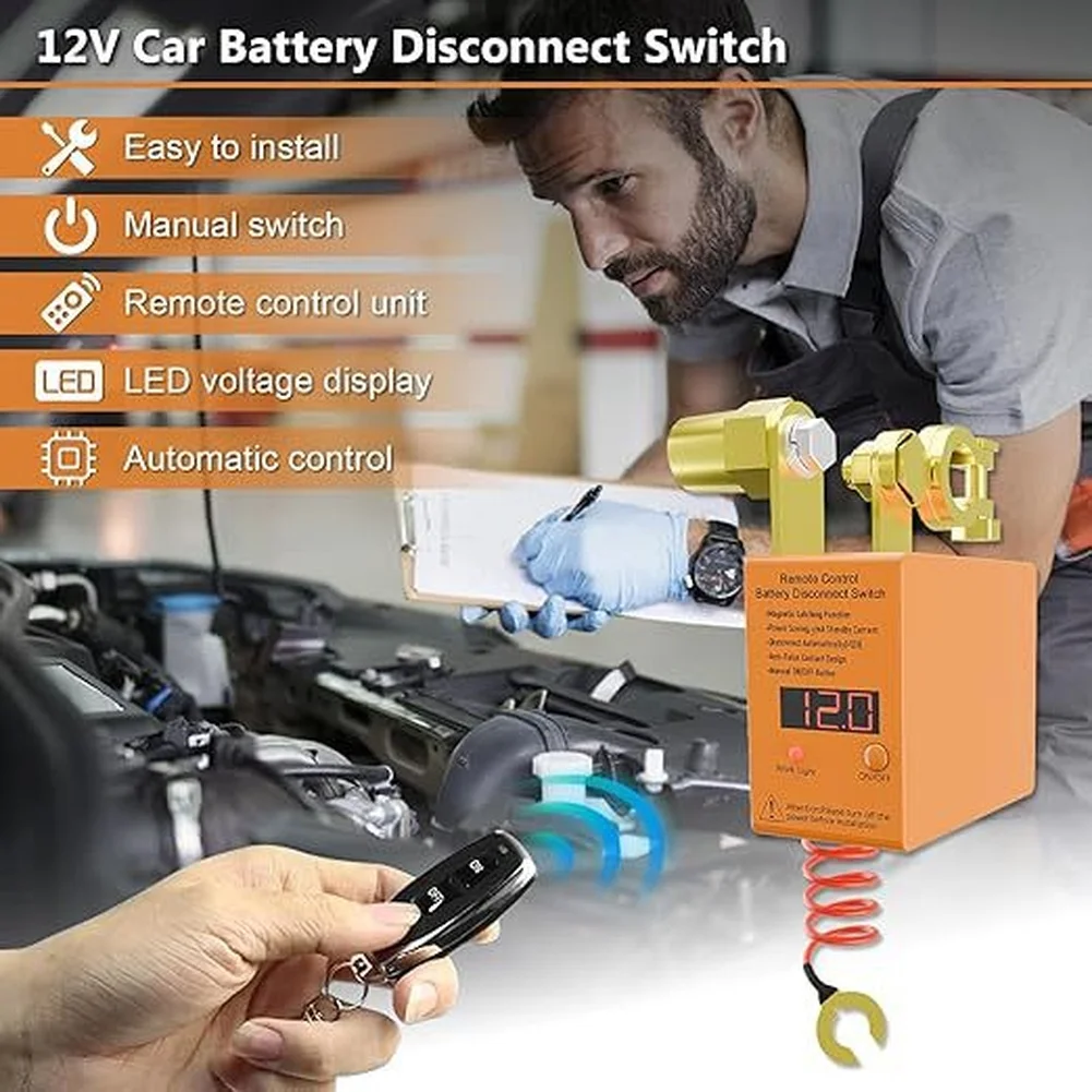Remote Controlled 12V 24V Car Battery Disconnect Switch with LED Display for Trucks Cars Tractors and ATVs Low Power Consumption